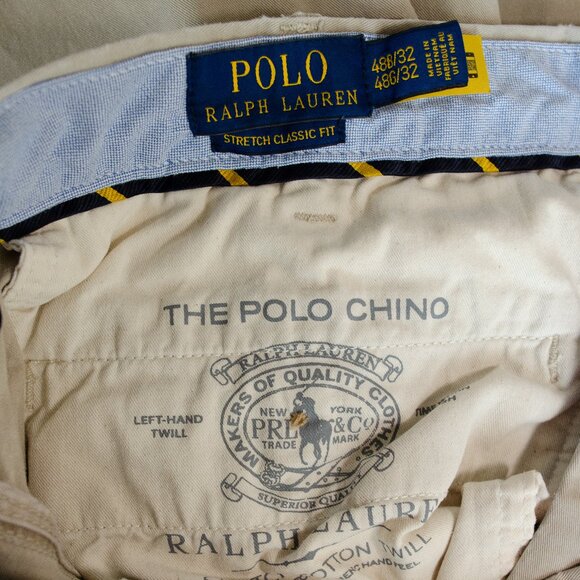 Polo Ralph Lauren Khaki Tan Stretch Chino Pants 48x32 - Picture 1 of 2